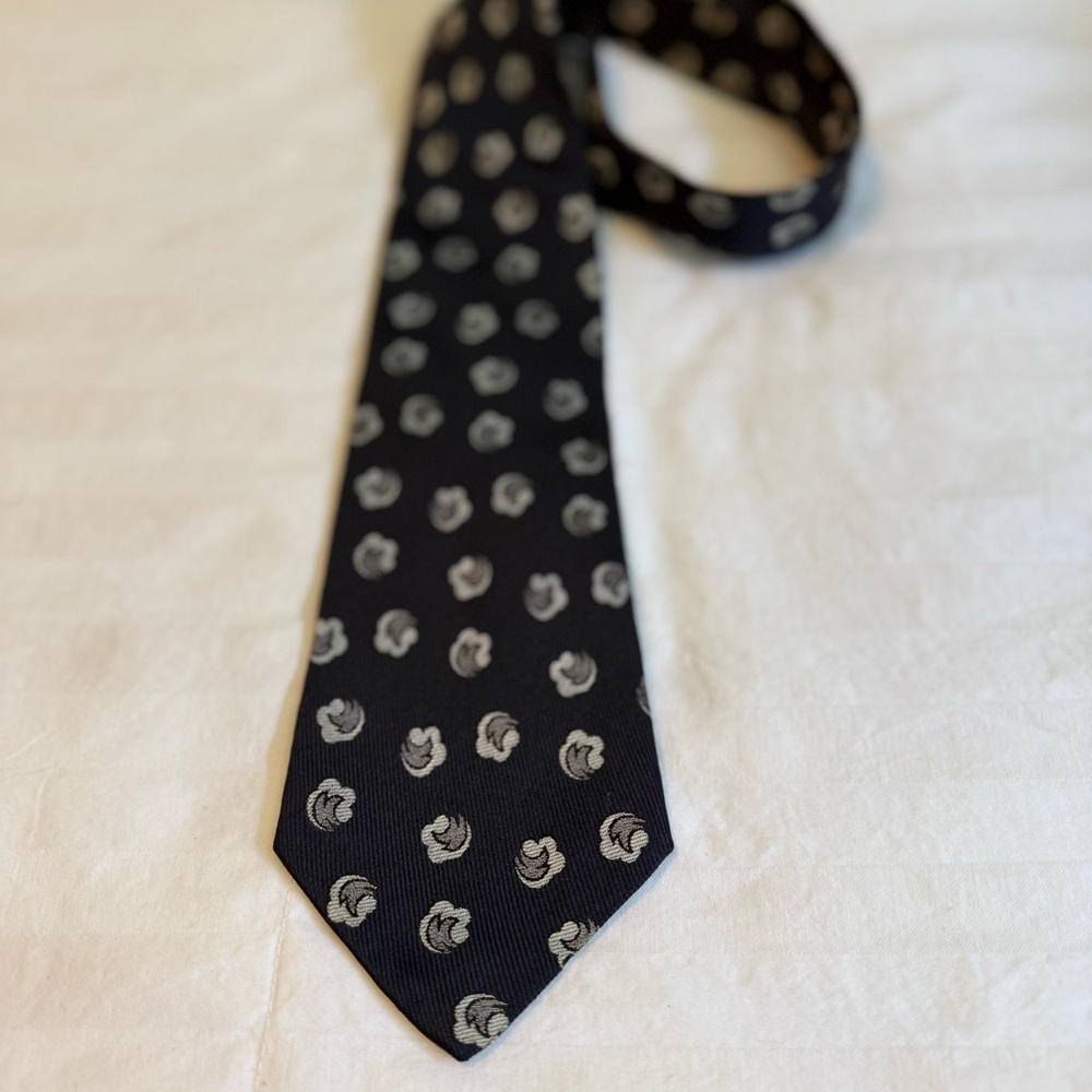 Giorgio Armani Black and Silver Floral Tie